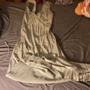 Grey sage silk dress